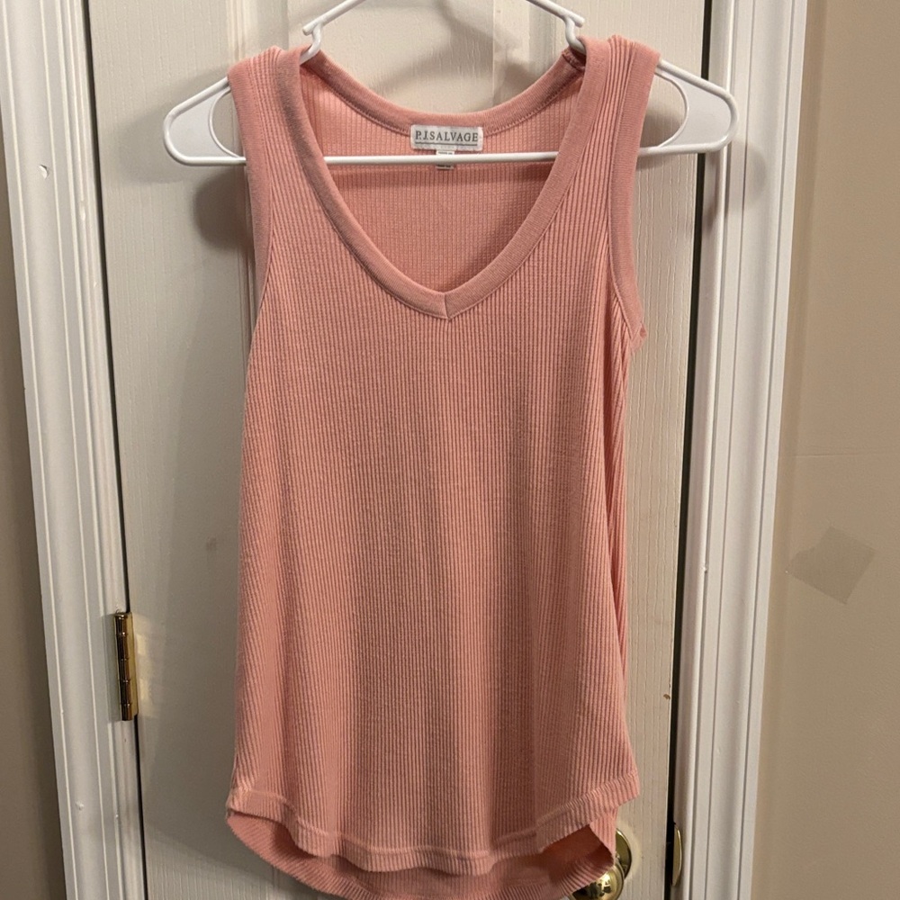 P.J. Salvage  Blush pink Ribbed Tank Topsize XS
